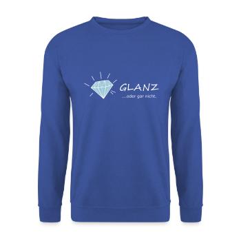 GLANZ oder gar nicht, mit Diamant, Glamour - Unisex Pullover - Royalblau - Vorne - Alina (178cm) & Michal (187cm)