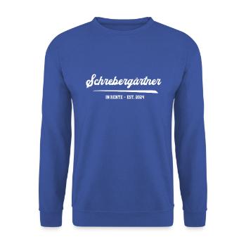 Schrebergarten Rentner 2024 Gärtner Hobbygärtner - Unisex Pullover - Royalblau - Vorne - Alina (178cm) & Michal (187cm)