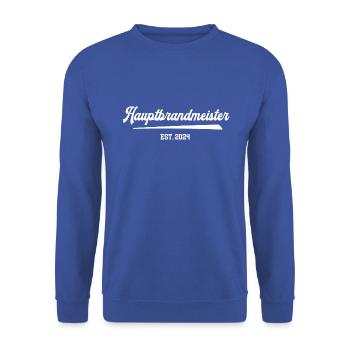 Hauptbrandmeister 2024 Feuerwehr FFW Dienstgrad - Unisex Pullover - Royalblau - Vorne - Alina (178cm) & Michal (187cm)