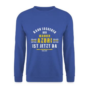 Maurer Azubi Ausbildung Lehre Maurerlehre - Unisex Pullover - Royalblau - Vorne - Alina (178cm) & Michal (187cm)