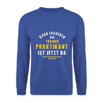 Trainer Praktikant Training Praktikum - Unisex Pullover - Royalblau - Vorne - Alina (178cm) & Michal (187cm)