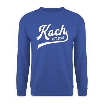 Koch 2023 Ausbildung Bestanden Lehre Kochlehrling - Unisex Pullover - Royalblau - Vorne - Alina (178cm) & Michal (187cm)