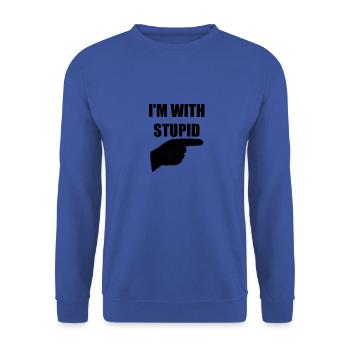 Im with stupid - Unisex Sweatshirt - royal blue - Front - Alina (178cm) & Michal (187cm)