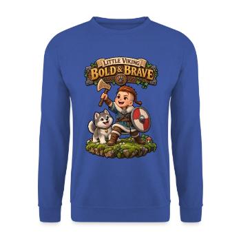 Little Viking - Bold & Brave - Unisex Pullover - Royalblau - Vorne - Alina (178cm) & Michal (187cm)