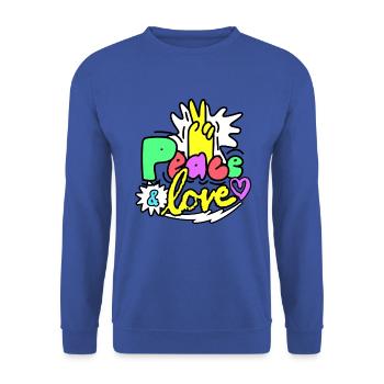 Peace and Love Amour et Paix - Sweat-shirt Unisexe - bleu royal - Devant - Alina (178cm) & Michal (187cm)