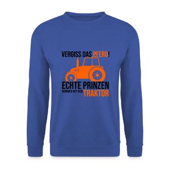 Landwirt - Unisex Pullover - Royalblau - Vorne - Alina (178cm) & Michal (187cm)