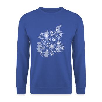 Seekarte maritim - Unisex Pullover - Royalblau - Vorne - Alina (178cm) & Michal (187cm)