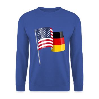 DEUTSCHLAND USA MIX FLAGGE FAHNE - Unisex Pullover - Royalblau - Vorne - Alina (178cm) & Michal (187cm)