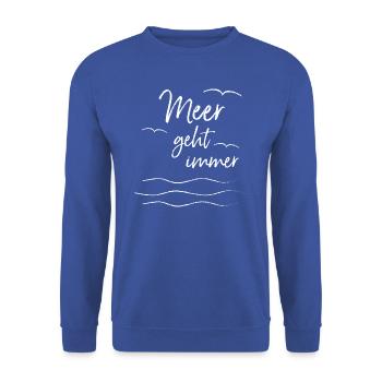 Meer geht immer - Meer und Möwen - Unisex Pullover - Royalblau - Vorne - Alina (178cm) & Michal (187cm)