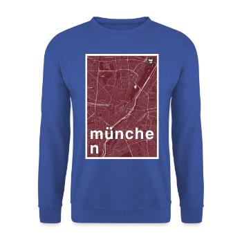 Munich hipster city map red - Unisex Sweatshirt - royal blue - Front - Alina (178cm) & Michal (187cm)