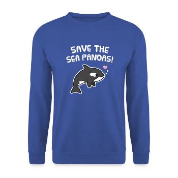 Rette die Seepandas, süßer Orca - Unisex Pullover - Royalblau - Vorne - Alina (178cm) & Michal (187cm)
