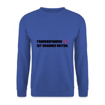 Fahrradfahren Vegan Reiten Pferd Fahrrad - Unisex Pullover - Royalblau - Vorne - Alina (178cm) & Michal (187cm)