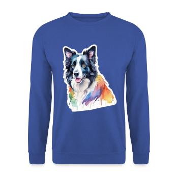 Border Collie Aquarelles - Sweat-shirt Unisexe - bleu royal - Devant - Alina (178cm) & Michal (187cm)