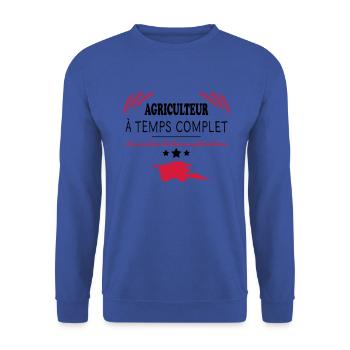 Agriculteur a temps complet couleur - Sweat-shirt Unisexe - bleu royal - Devant - Alina (178cm) & Michal (187cm)