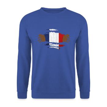 Unterstützer cdm2022 - Zerrissene FRA_1 - Unisex Pullover - Royalblau - Vorne - Alina (178cm) & Michal (187cm)