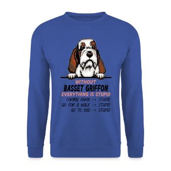 Ohne Basset Griffon ist alles doof - Unisex Pullover - Royalblau - Vorne - Alina (178cm) & Michal (187cm)
