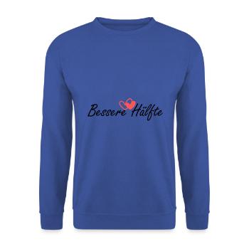 Bessere Hälfte Herz - Unisex Pullover - Royalblau - Vorne - Alina (178cm) & Michal (187cm)