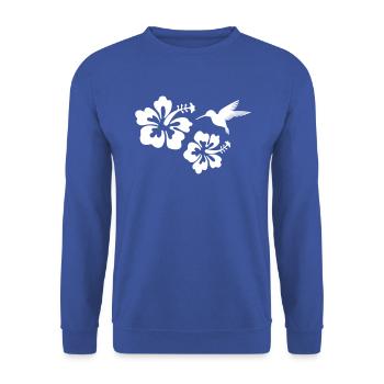tropical flowers hibiscus tropical rainforest - Unisex Sweatshirt - royal blue - Front - Alina (178cm) & Michal (187cm)