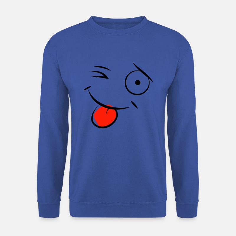Lustiges Cartoon Gesicht mit Zunge - Unisex Pullover - Royalblau