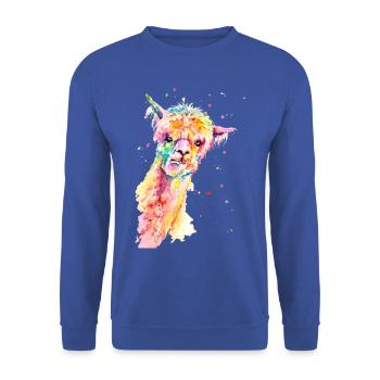 Alpaga coloré Maurice - Sweat-shirt Unisexe - bleu royal - Devant - Alina (178cm) & Michal (187cm)