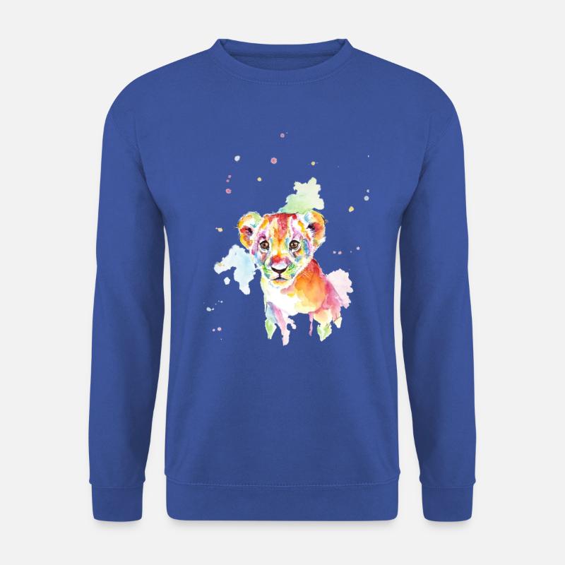 Buntes Aquarell Löwenjunges - Unisex Pullover - Royalblau