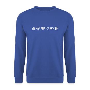 Retro Pixel-Art - Unisex Pullover - Royalblau - Vorne - Alina (178cm) & Michal (187cm)