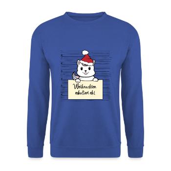 Es eskaliert eh lustige Weihnachten Einhorn Katze - Unisex Pullover - Royalblau - Vorne - Alina (178cm) & Michal (187cm)