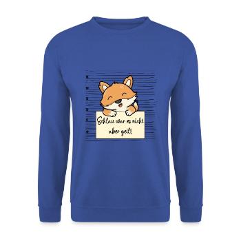 Fuchs lustiger Spruch humor Gefängnisbild - Unisex Pullover - Royalblau - Vorne - Alina (178cm) & Michal (187cm)