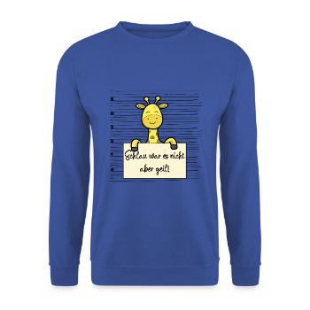 Giraffe lustiger Spruch humor Gefängnisbild - Unisex Pullover - Royalblau - Vorne - Alina (178cm) & Michal (187cm)
