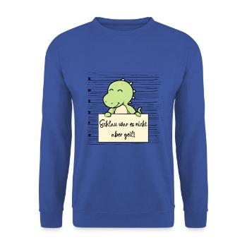 Dinosaurier lustiger Spruch humor Gefängnisbild - Unisex Pullover - Royalblau - Vorne - Alina (178cm) & Michal (187cm)