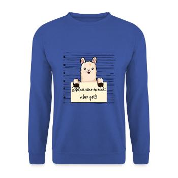 Lama lustiger Spruch humor Gefängnisbild - Unisex Pullover - Royalblau - Vorne - Alina (178cm) & Michal (187cm)