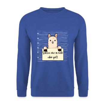 Lama lustiger Spruch humor Gefängnisbild - Unisex Pullover - Royalblau - Vorne - Alina (178cm) & Michal (187cm)