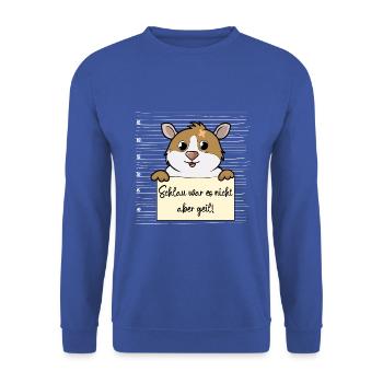 Meerschweinchen lustiger Spruch humor Gefängnisbil - Unisex Pullover - Royalblau - Vorne - Alina (178cm) & Michal (187cm)