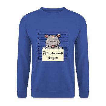Nilpferd lustiger Spruch humor Gefängnisbild - Unisex Pullover - Royalblau - Vorne - Alina (178cm) & Michal (187cm)