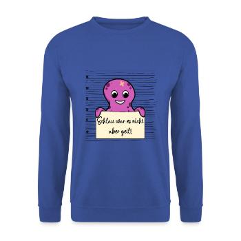 Oktopus lustiger Spruch humor Gefängnisbild - Unisex Pullover - Royalblau - Vorne - Alina (178cm) & Michal (187cm)