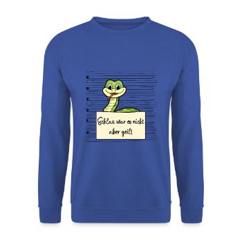 Schlange lustiger Spruch humor Gefängnisbild - Unisex Pullover - Royalblau - Vorne - Alina (178cm) & Michal (187cm)
