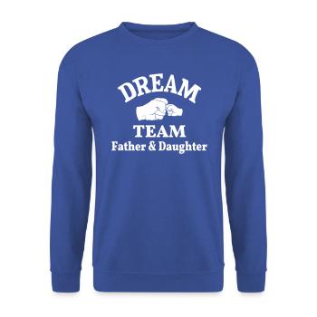 Vater Tochter Team Papa Töchter Dreamteam Faust - Unisex Pullover - Royalblau - Vorne - Alina (178cm) & Michal (187cm)