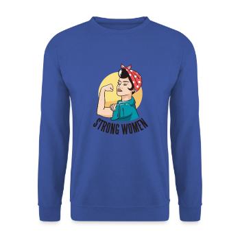 strong women Starke Frau Frauen - Unisex Pullover - Royalblau - Vorne - Alina (178cm) & Michal (187cm)