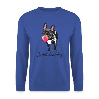 french bulldog french bulldog with chewing gum - Unisex Sweatshirt - royal blue - Front - Alina (178cm) & Michal (187cm)