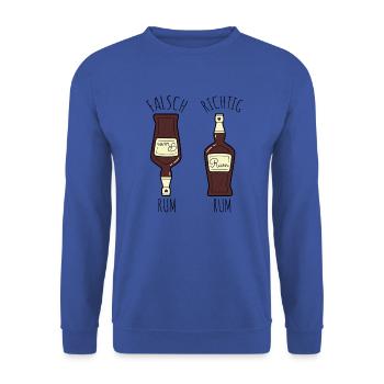 Rum mit Cola brauner Rum weißer Rum lustig - Unisex Pullover - Royalblau - Vorne - Alina (178cm) & Michal (187cm)