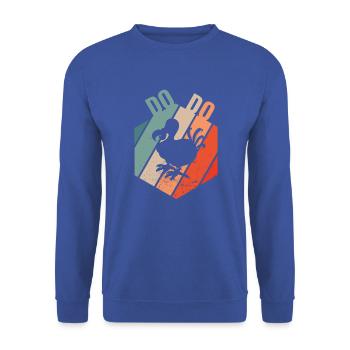 DODO Eiszeit Dinosaurier retro - Unisex Pullover - Royalblau - Vorne - Alina (178cm) & Michal (187cm)