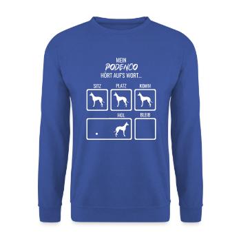 Podenco Ibicenco Hundemotiv Hundeschule - Unisex Pullover - Royalblau - Vorne - Alina (178cm) & Michal (187cm)