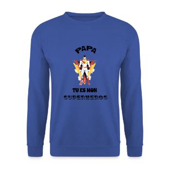 Papa mon superhéros - Sweat-shirt Unisexe - bleu royal - Devant - Alina (178cm) & Michal (187cm)