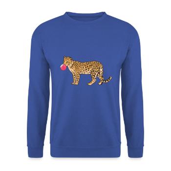 Leopard Gepard Raubkatze Kaugummi säße Raubkatze - Unisex Pullover - Royalblau - Vorne - Alina (178cm) & Michal (187cm)