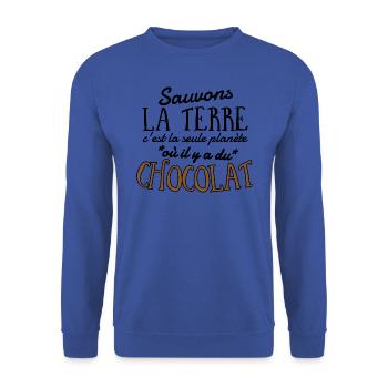 Sauvons la Terre c'est la seule planète où il y... - Sweat-shirt Unisexe - bleu royal - Devant - Alina (178cm) & Michal (187cm)