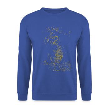 Goldenes Ammoniten-Muster - Unisex Pullover - Royalblau - Vorne - Alina (178cm) & Michal (187cm)