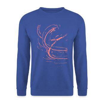 Rosafarbene Fließlinien Abstrakt - Unisex Pullover - Royalblau - Vorne - Alina (178cm) & Michal (187cm)