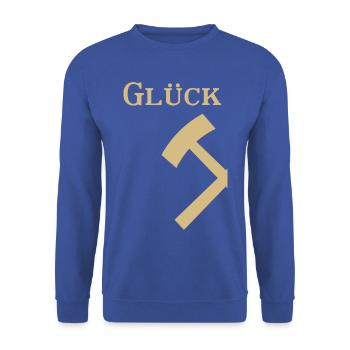 Partnershirt - Glück Auf! - Glück - Unisex Pullover - Royalblau - Vorne - Alina (178cm) & Michal (187cm)