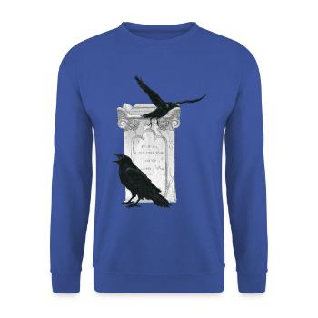 krähen  auf Grabstein Gothic design Monochrom - Unisex Pullover - Royalblau - Vorne - Alina (178cm) & Michal (187cm)