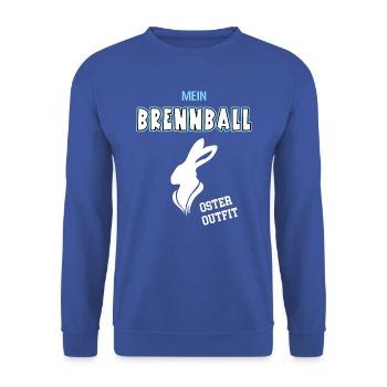 Brennball Oster Outfit Brennballspieler Ostern - Unisex Pullover - Royalblau - Vorne - Alina (178cm) & Michal (187cm)